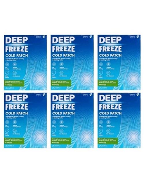 24 x DEEP FREEZE Cold Patches Long-Lasting Pain Swelling Relief (6 Boxes of 4) 