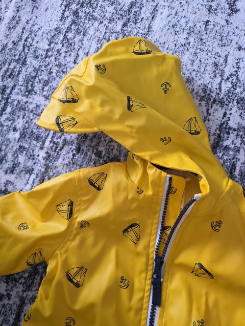 Little Me 24 Month Old Nautical Themed Yellow And Navy Blue Rain Coat — image 2