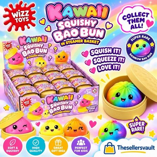 Mini Neon Bao Bun dumpling Squishy Fidget Anxiety Relief birthday gift toy