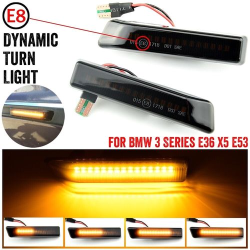 2x Dynamic LED Side Indicator Repeater Light with Smoked Lens for BMW X5 E53 E36 — image 5