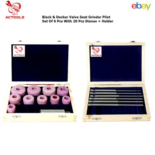Black & Decker Valve Seat Grinder  Pilot  6 pcs With Stones 20 Pcs + Holder USA
