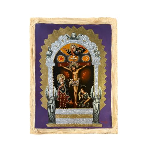 Cusco School Original Oil Painting The Crucifixion of Jesus — image 1