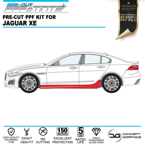 Side Sills Scratch Stone Guard PPF Paint Protection Film Kit For Jaguar XE Sport — image 2