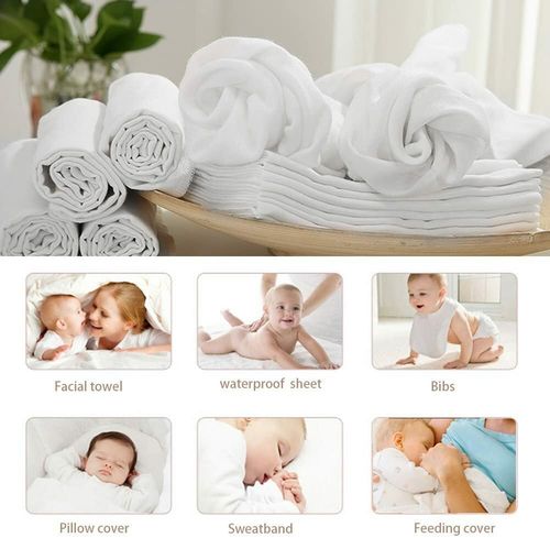 12 Pack Muslin Squares 100% Cotton Baby Soft Swaddle Cloths Nappy Bibs (50x50cm) — image 6