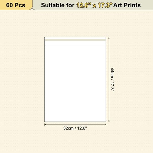 17.3"x 12.6" Acid-Free Picture Sleeve 60Pack Crystal Clear Sleeves Storage Bag — image 2