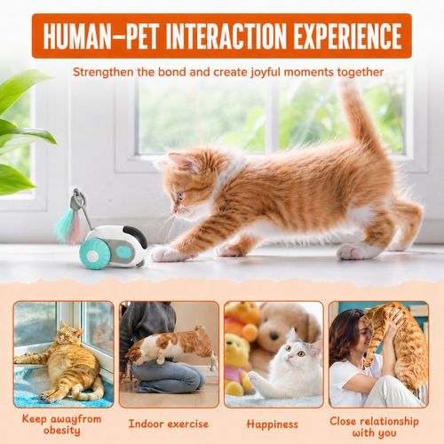 Interactive Cat Toy Remote Control Smart Moving Cat Car USB Rechargeable — image 8