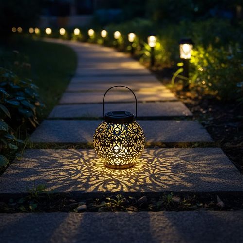 2 Pack Solar Lantern Lights Hanging Outdoor Solar Light for Patio Table Garden — image 7
