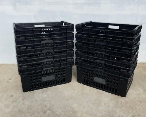 Black Extra Deep Bale Arm Boxes 600 x 400 x 300mm  Stacking Storage Crates