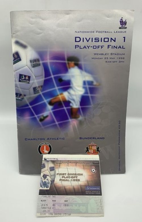 RARE 1998 Division 1 Play Off Final Programme + Ticket SUNDERLAND CHARLTON