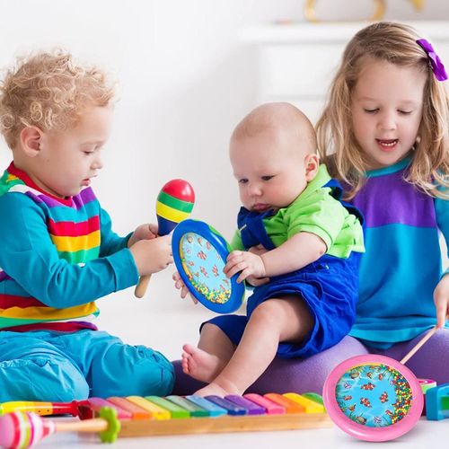Baby Tambourine Ocean Drum Musical Toys Kids Hand Small, Blue  — image 4