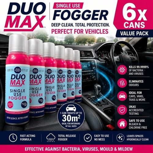 6x DUO MAX Fogger Sanitiser Bomb Vehicle Car Disinfectant Antibacterial Smell