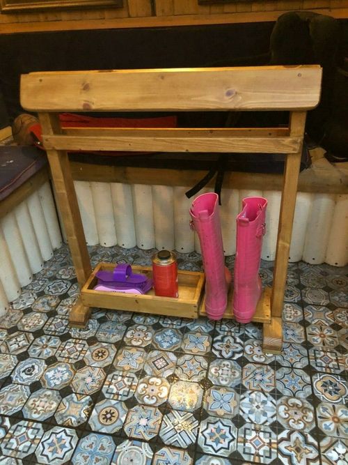 Wooden Saddle Rack stand Handmade multi use blanket drying rails,hooks,storage  — image 8