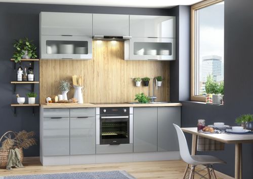 Kitchen Cabinet Pull Out Storage Basket 200mm Unit Grey Gloss Base Cupboard Star — image 5
