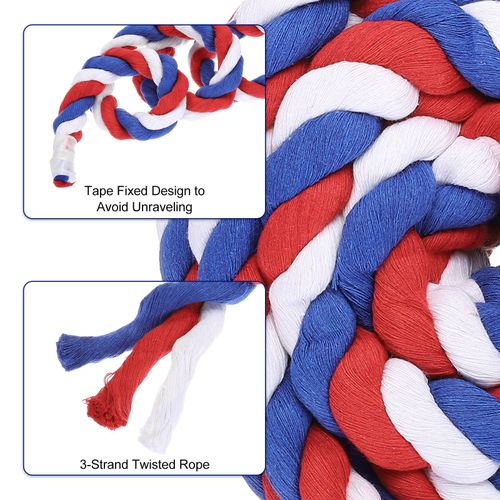 Natural Twisted Cotton Rope 1 Inch x 50 Feet Tug of War Rope Red Blue White — image 4