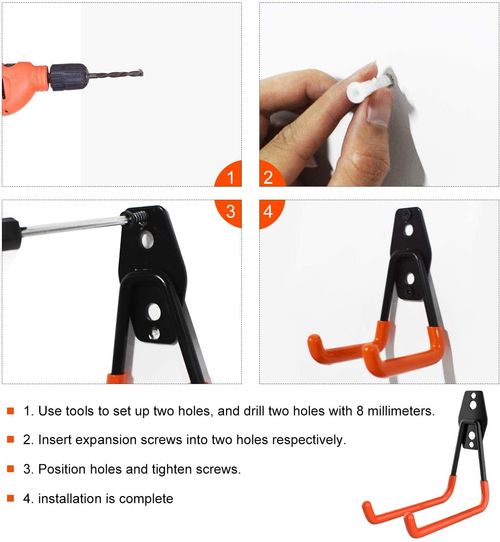 8 Pack Garage Hooks Heavy Duty Wall Mount Utility Hooks Hangers for Garden Tools — image 7