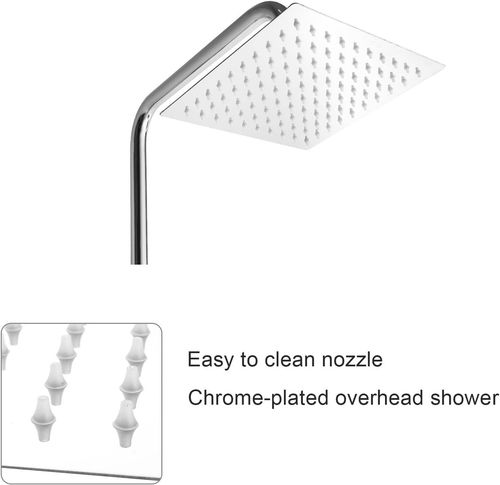 Large Shower Kit Twin Head Waterfall Chrome Adjust Riser Rail Chrome Square Set — image 8
