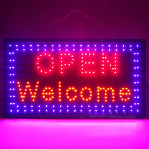 Large Bright Flashing LED OPEN WELCOME Shop Sign-Neon Hang Display Window Light — image 2