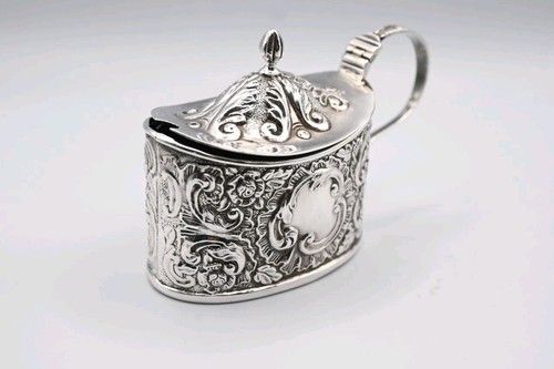 Antique Sterling Silver Mustard Pot Mint Cranberry Condiment Usable Vintage 1896