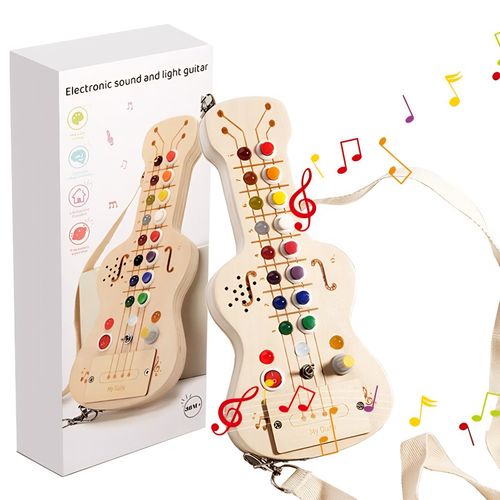 Wood Guitar Musical LED Light Montessori Switch Toy Busy Board Sensory Toys Gift — image 11
