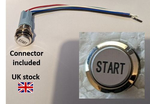 Chrome engine start backlit momentary 12V 3A push button switch 16mm UK STOCK