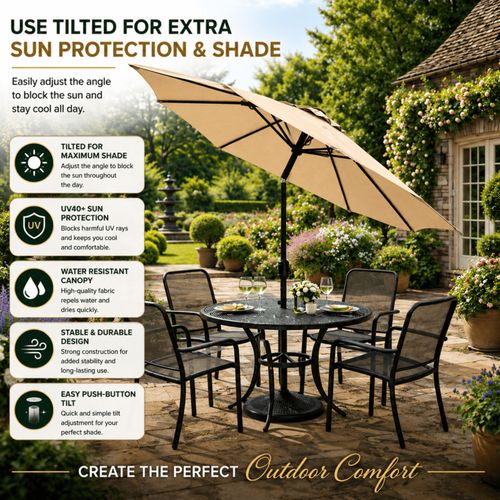 Garden Parasol Patio Table Umbrella Sun Shade Crank Handle Waterproof 2.7M — image 6
