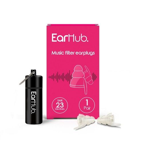 EarHub Music Filter Earplugs, 23db Noise Reduction for Musicians and Loud Events
