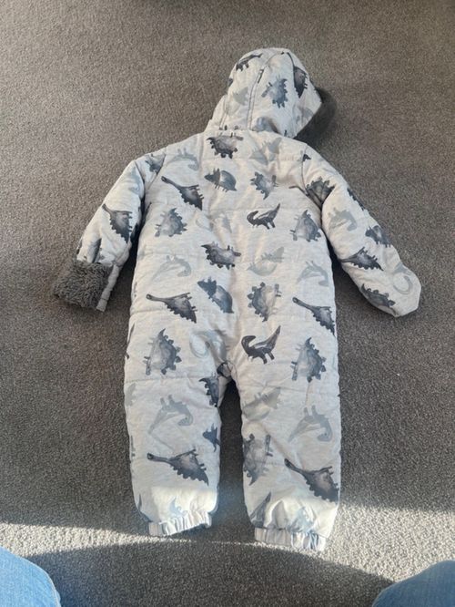 Boys Tu Baby Dinosaur Fleece-Lined Snowsuit - Age 9-12months
