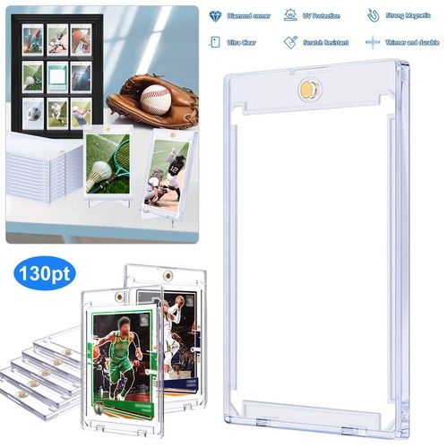 130PT Magnetic Card Holder, Sports Game Trading Card Storage Case UV Protection