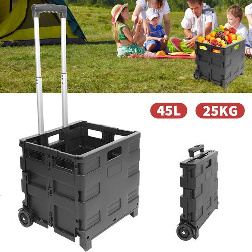 45L Folding Boot Cart Shopping Trolley Fold Up Storage Box Wheels Crate Foldable — image 11