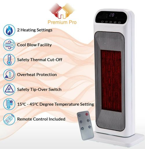 2000W Tower Fan Heater with Digital LED Display & Remote — image 1