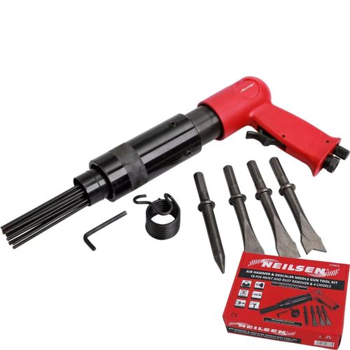 Air Hammer Chisel Descaler Needle Gun With 4 Chisels Tool For Compressor Neilsen — image 1