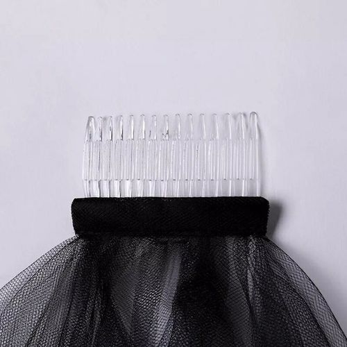 Veil On Comb - Red - Halloween Wedding Fancy Dress Party Bridal Lace - Satin UK — image 2