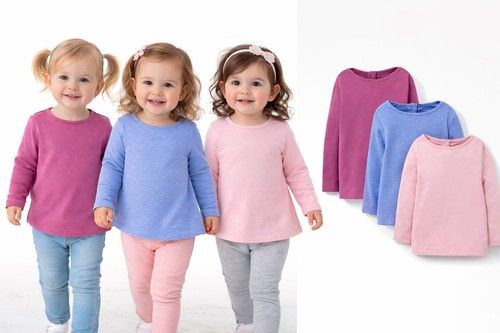 3x Girls JOHN LEWIS Pure Cotton Long Sleeve Tops  Age 12-18 Months *BNWOT*