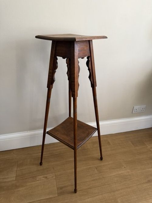 Antique Arts And Crafts Oak Plant Stand Jardiniere Torchere 1920s 