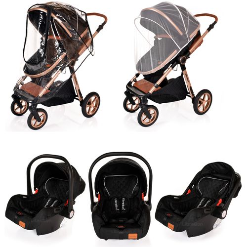 3 in 1 Pram Newborn Baby Buggy Set Travel System with Car Seat Folding Pushchair — image 12