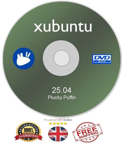 Xubuntu 25.04 LTS 64bit Live Bootable DVD Light Lite Linux Operating System UK