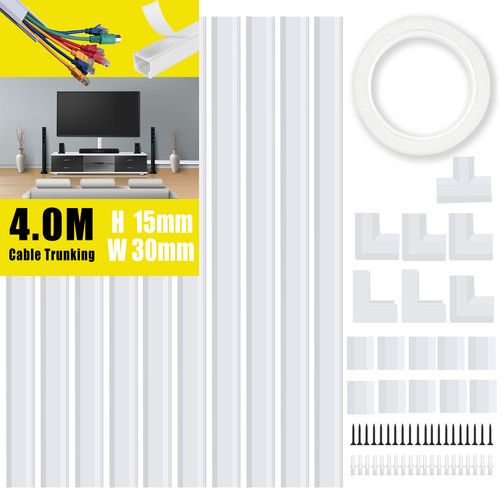 Electrical Cable Trunking Self Adhesive 4M Wire Trunking Cable Tidy for Wall TV