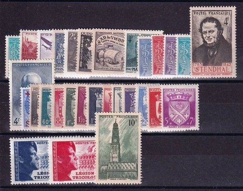France Stamp Complete Year 1942, Yvert No 538 / 567, 30 New Stamps XX TTB