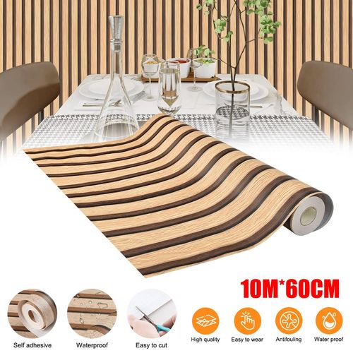 10M Self-Adhesive 3D Effect Wooden Slat Wall Panel Peel&Stick Easy DIY Wallpaper — image 7