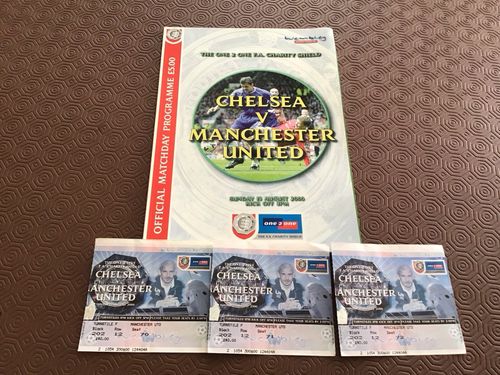 2000 Charity Shield Chelsea v Manchester United Match Tickets x3 + Programme — image 1