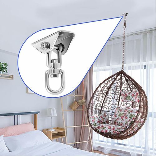 2x Ceiling Hook Swing Hanger Hook 360° Swivel Hanging Hammock Chair Hook Bracket — image 8