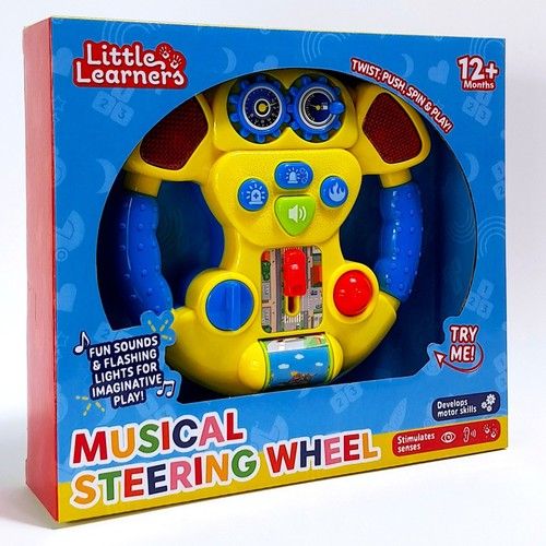 Musical Steering Wheel Baby Toy! YELLOW Fun Learning Interactive Toddler Play