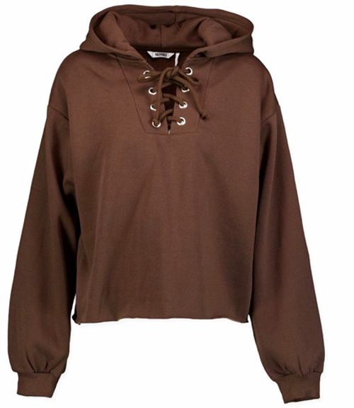 Monki Brown Lace-Up Pullover Hoodie, Women’s Regular Size S, Long Sleeve