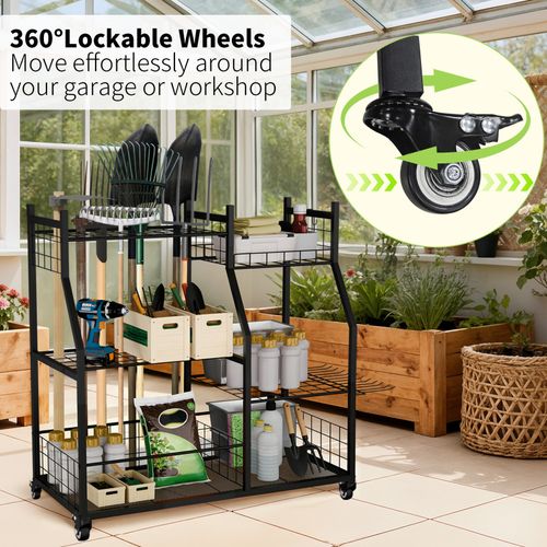 Heavy Duty Garden Tool Organizer Metal Yard Tools Rack for Garage Shed Storage — image 12