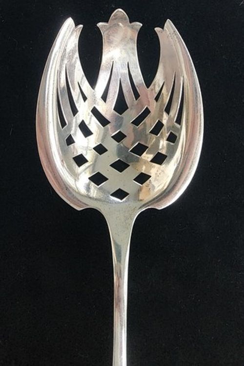 Antique Sylvan Brothers Silver Serving  Spoon Monogramed Crisscrossed Spoon