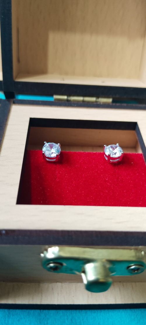 14k SOLID WHITE Gold! 3/4CTTW CT REAL GENUINE Diamond Stud Earrings PAIR — image 3