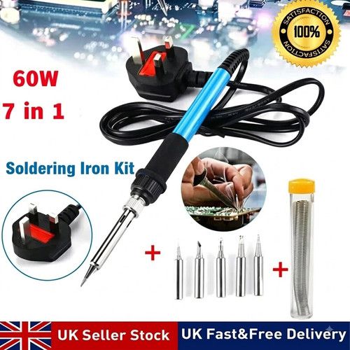 60W  Electronics Welding Solder Irons Tool Adjustable Temp Soldering Iron Kit UK