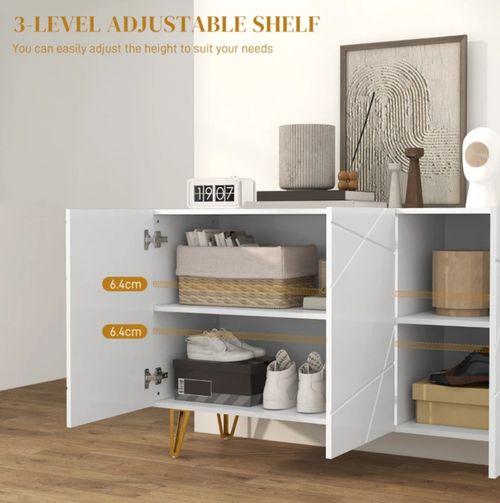 Large Storage Sideboard Cabinet Buffet Unit 4 Shelves 3 Doors High Gloss Modern — image 4