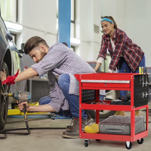 GARAGE WORKSHOP TOOL STORAGE TROLLEY CART WHEEL 3 TIER Mechanic Diy — image 8