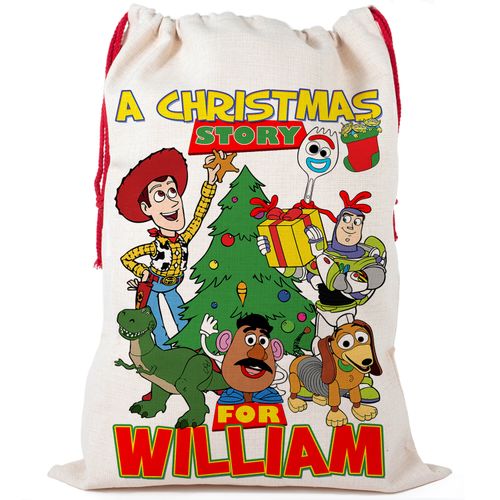Toy Christmas Story Sack Santa Xmas Present Stocking Personalised Gift Bag NS028 — image 1
